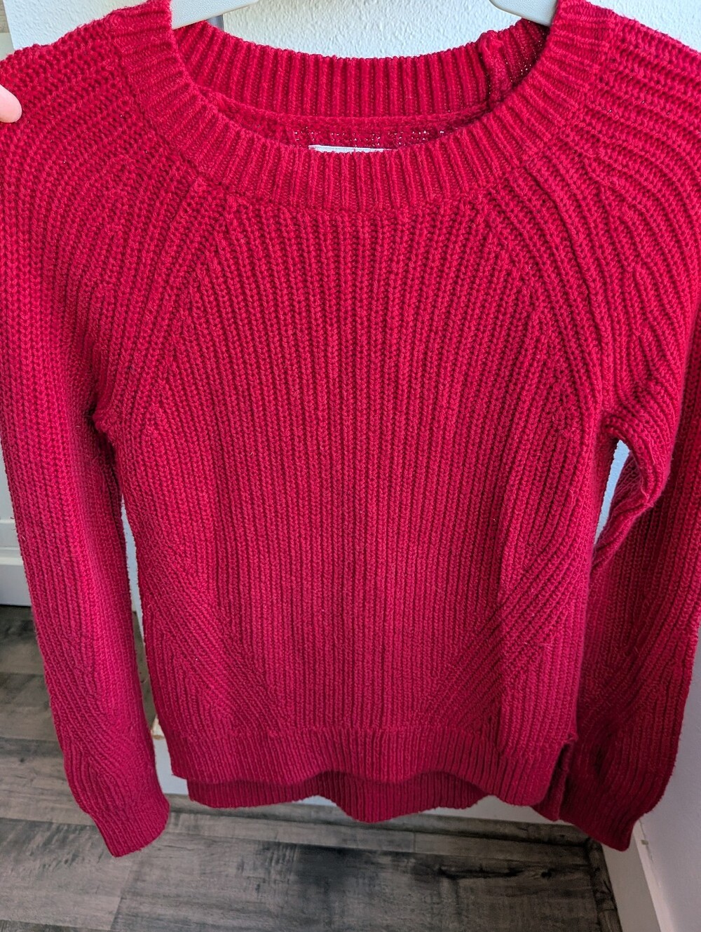 ​Abercrombie & Fitch Red Chunky Cotton Blend Cable Knit Sweater Size S
